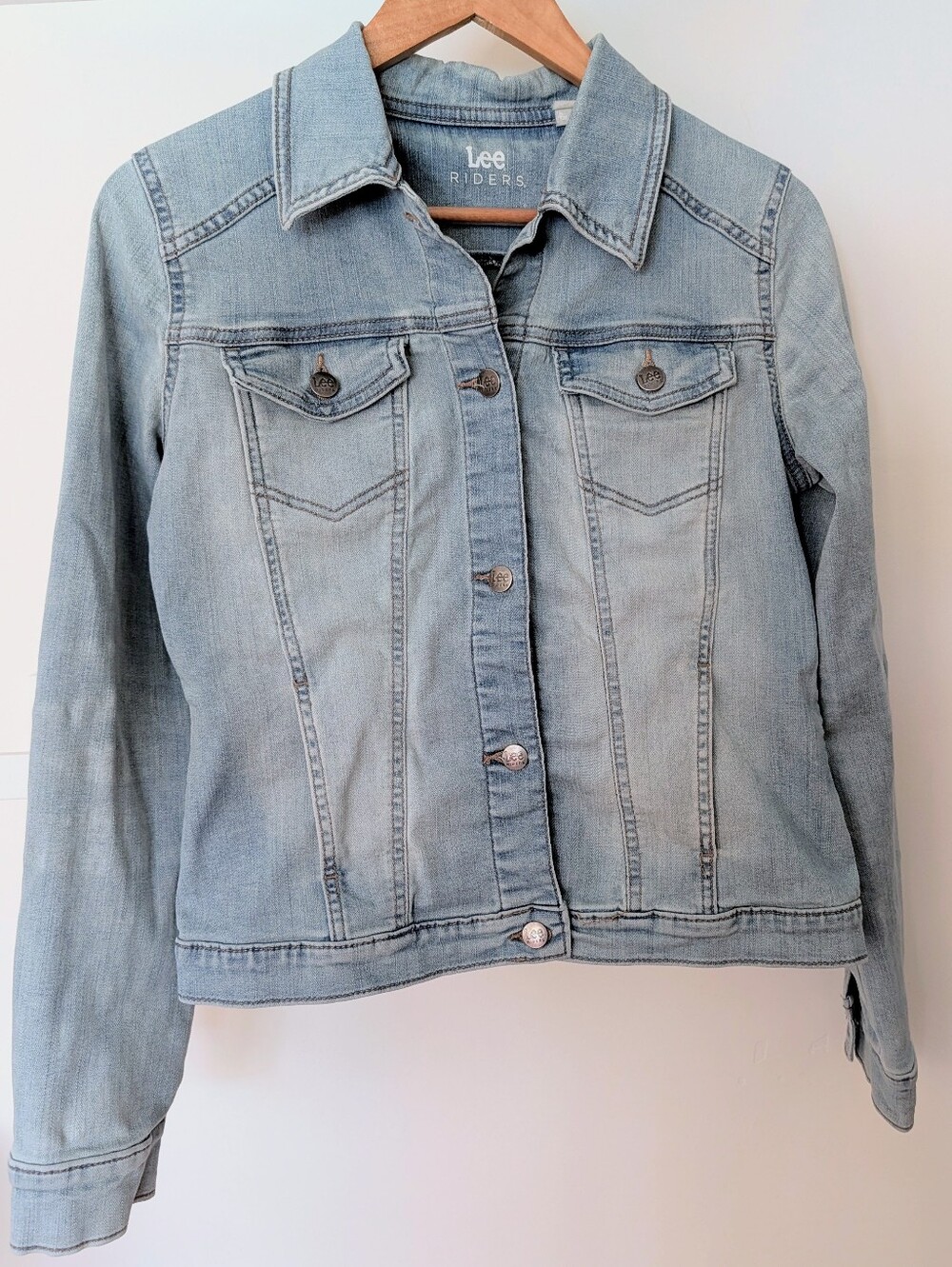 Lee Riders Stretch Denim Jacket Classic Women's Small Light Wash Blue GUC